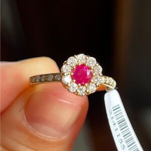 14k gold Natural Ruby and Diamond ring-NWT!